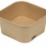 Τετράγωνο χάρτινο κουτί κραφτ με διάφανο καπάκι 1230ml