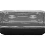 Παραλληλόγραμμο σκεύος PP φαγητού M/W με κλείσιμο ασφαλείας και διάφανο καπάκι 1000ml