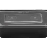 Παραλληλόγραμμο σκεύος PP φαγητού M/W με διάφανο καπάκι 750ml